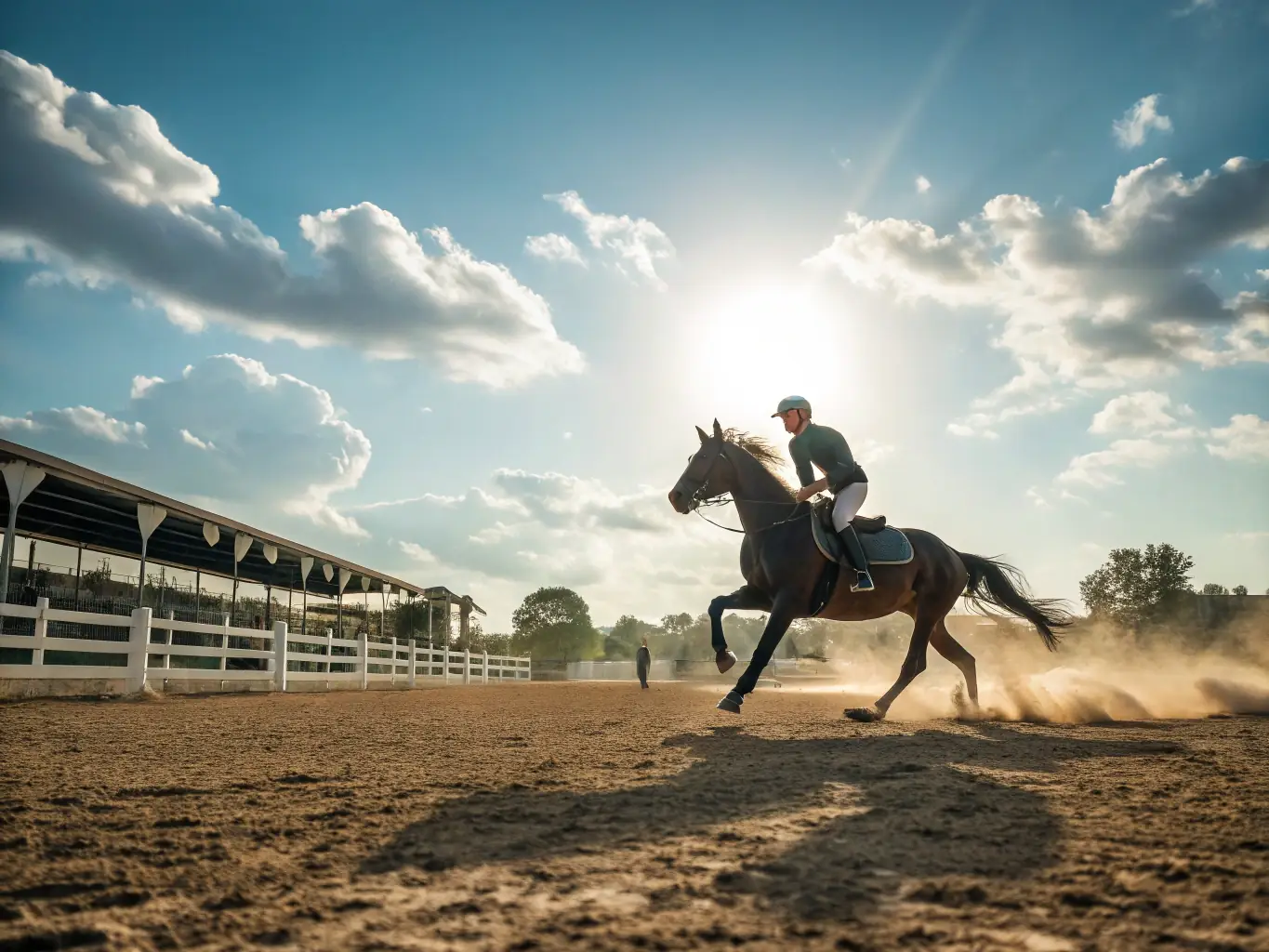 A vibrant scene from one of L'R DES CRETES's organized equestrian competitions, showcasing the spirit of sportsmanship and community engagement.