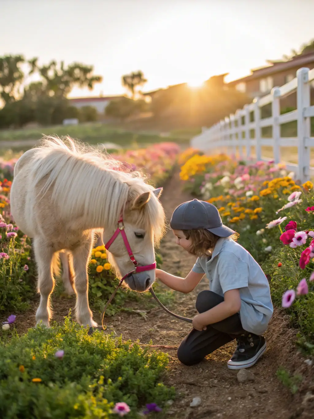 A photograph of a therapeutic riding session, showing a child with special needs interacting with a horse, guided by a trained therapist.